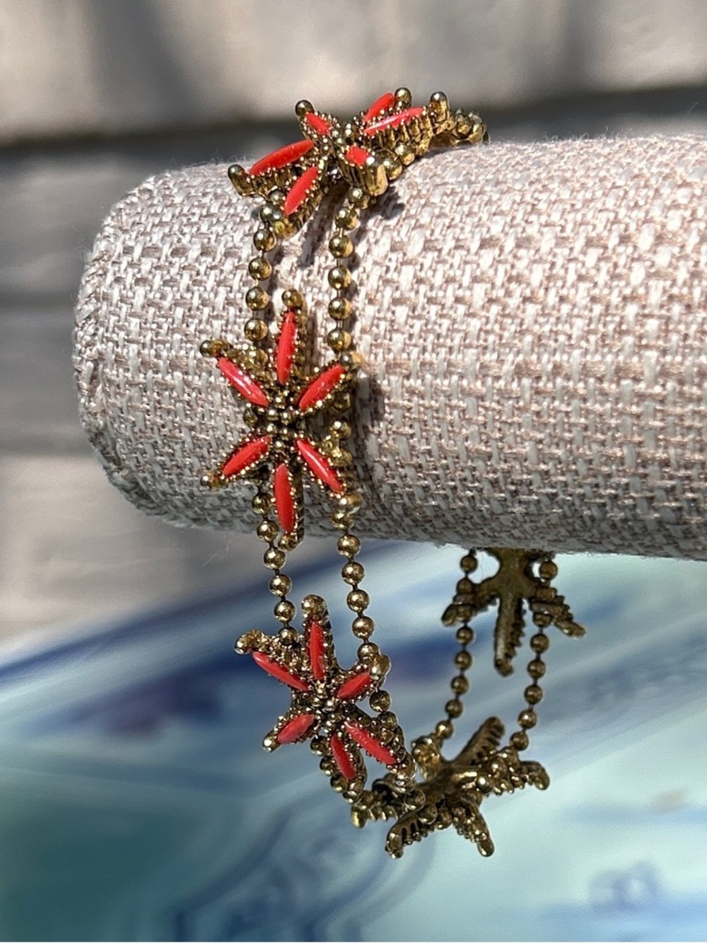 Antique Orange Flower Bracelet